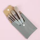 Набор кистей «Парфе», 5 предметов, футляр на кнопке, цвет серый - фото 799687311