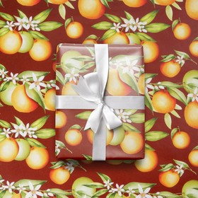 Бумага упаковочная глянцевая «Сочные мандарины», 70 × 100 см в Донецке