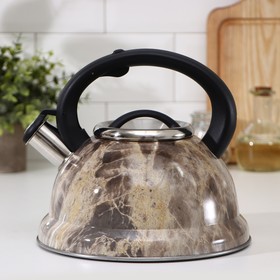 Чайник из нержавеющей стали со свистком «Мрамор», 2,6 л, индукция, цвет МИКС