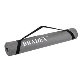 Коврик для йоги и фитнеса Bradex SF 0695, 190х61х0,5 см, серый с переноской