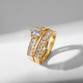 Кольцо "Сокровище" кристалл цветочек, цвет белый в золоте, размер 16