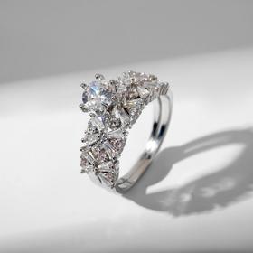 Кольцо "Сокровище" волшебный кристалл, цвет белый в серебре, размер 16