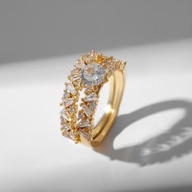 Кольцо "Сокровище" волшебный кристалл, цвет белый в золоте, размер 16