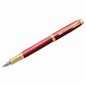 Ручка перьевая Parker IM Premium F318 Red GT F, корпус из нержавеющей стали, синие чернила