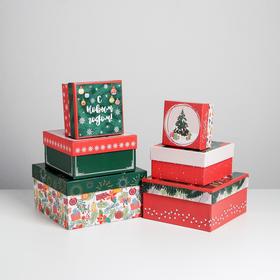 Набор подарочных коробок 6в1 «Новогодний», 10 × 10 × 6 - 20 × 20 × 11 см