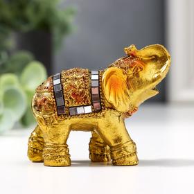 Сувенир  ′Золотой слоник с мозаикой из зеркал′ 5,2х6х3 см в Донецке