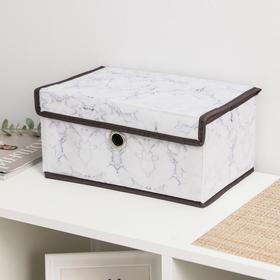 Короб для хранения с крышкой «Мрамор», 30×19×14 см, цвет белый