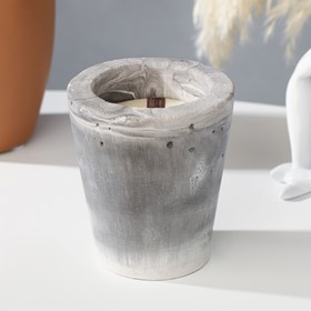 Свеча - цилиндр ароматическая в бетоне, 8х9 см, бежевый, пачули и сандал