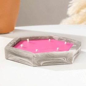 Свеча фигурная ароматическая в бетоне "Шестигранник", 14,5х2 см,розовый,клубника