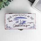 Шкатулка дерево кожзам "Летнее путешествие" 8х8х16 см - фото 799715263