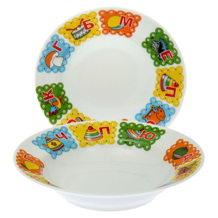 Учу тарелка. Набор детской посуды (2 тарелки + Кружка) Polly (то). Тарелка для детей. Детские тарелочки посуда. Глубокая и мелкая тарелка.