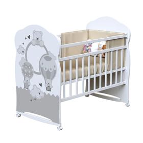 Кровать детская JOY колесо-качалка  (белый) (1200х600)