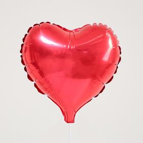 Шар фольгированный 9", мини-сердце, цвет красный, с клапаном в Донецке