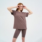 Комплект женский (футболка, велосипедки) цвет какао, размер 52 - фото 2887209