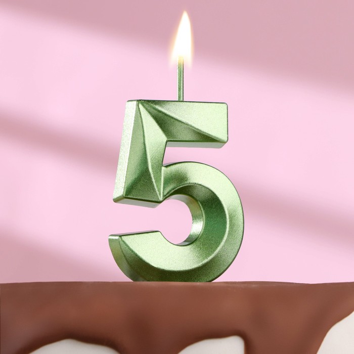 Свеча в торт на шпажке «‎Грань», цифра "5", изумруд, 5 х 3.5 см - фото 1058122