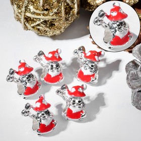 Талисман Новогодний "Дедушка Мороз", цвет красно-белый в серебре (5 шт)