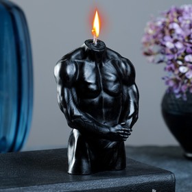 Фигурная свеча "Мужской торс №2" черная, 9см