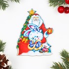 Магнит "Дед мороз и кролик", ёлочка, дерево, 8,8х6,8 см - фото 3563120