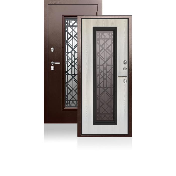 Входная дверь «Тепло Бриан», 970 × 2050 мм, левая, коричневый молоток / ясень ривьера айс - фото 1943375