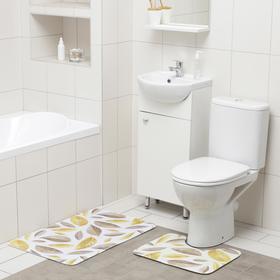Набор ковриков для ванной и туалета Доляна «Листья», 2 шт: 50×80, 40×50 см