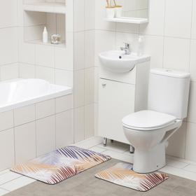 Набор ковриков для ванны и туалета Доляна «Тропический», 2 шт: 50×80, 40×50 см