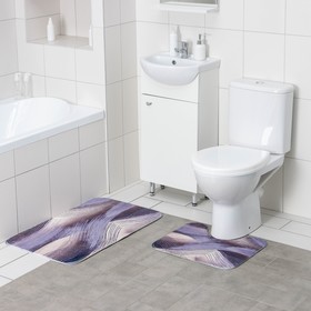 Набор ковриков для ванны и туалета Доляна «Саванна», 2 шт: 50×80, 40×50 см