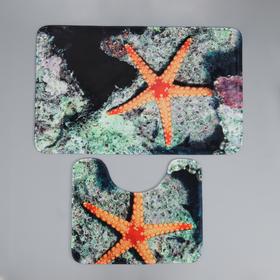 Набор ковриков для ванны и туалета Доляна «Морская звезда», 2 шт: 50×80, 40×50 см