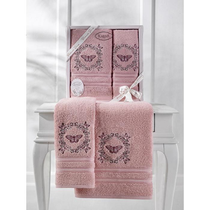 Комплект махровых полотенец Maria, размер 50x90 см, 70x140 см, цвет грязно-розовый - фото 4320567