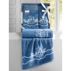 Комплект махровых полотенец Adven, размер 50x90 см, 70x140 см, цвет синий