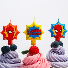 Свеча в торт набор "С Днем Рождения" 5 шт., Человек-паук