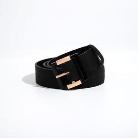 Women's belt, width 3.7 cm, plastic buckle, black color
