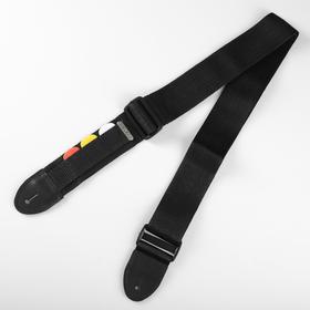 A belt for a guitar with pockets for mediators, length adjustment, width 5 cm