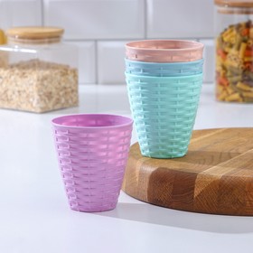 Набор стаканов «Плетение», 4 шт, 400 мл, 8×9 см, цвет МИКС