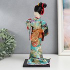 Кукла коллекционная "Гейша в бирюзовом кимоно с цветами" 32х13х13 см - фото 10362428