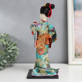 Кукла коллекционная "Гейша в бирюзовом кимоно с цветами" 32х13х13 см - фото 10362428