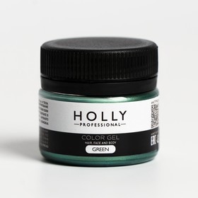 Декоративный гель для волос, лица и тела COLOR GEL Holly Professional, Green, 20 мл