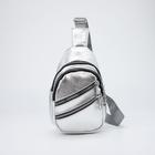 Сумка-слинг, отдел на молнии, 3 наружных кармана, цвет серебристый - фото 1687206