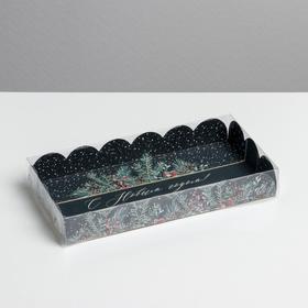 Коробка для кондитерских изделий с PVC крышкой «Снежок», 10.5 × 21 × 3 см