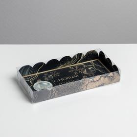 Коробка для кондитерских изделий с PVC крышкой «Снежинка», 10.5 × 21 × 3 см