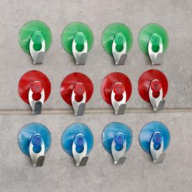 Набор крючков «Радуга» на вакуумной присоске, 12 шт, цвет МИКС