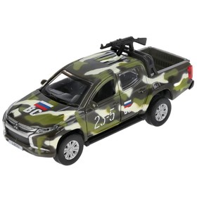 Metal Matsubishi L200 Pickup Machine, 13 cm, Camouflage Coloring, Doors and Trunk Opened