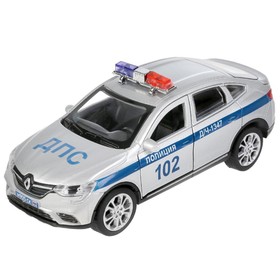 Машина металлическая «Renault ARKANA полиция», 12 см, открываются двери и багажник, цвет серебристый