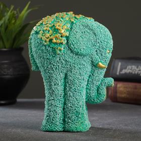 Статуэтка "Слон из цветов" бирюзовый с позолотой, 18х12х10 см в Донецке