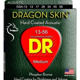 Струны для акустической гитары DR DSA - 13 - серия Gragon Skinс покрытием К3, Clear Coated