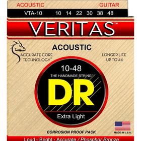 Струны для акустической гитары DR VTA - 10 - серия Veritasс технологией Coated Core, Extra Light   6