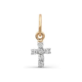 Подвеска позолота "Православный крест" 50-01447, цвет белый в золоте
