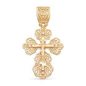 Подвеска позолота "Православный крест" 59-04930, цвет белый в золоте