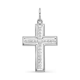 Подвеска посеребрение "Православный крест" 59-05494, цвет белый в серебре
