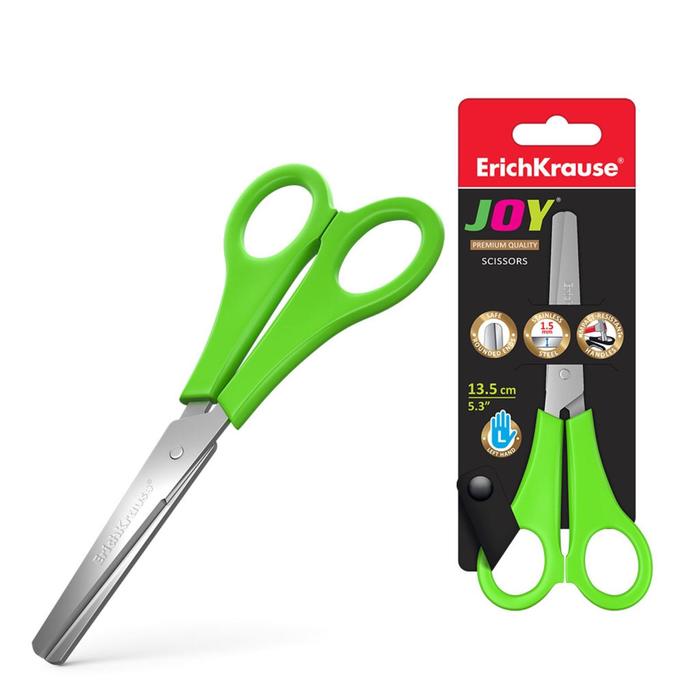 Scissors for children, for left-handed people, 13.5 cm, Joy Left Hand, with rounded ends of the blades and a ruler, MIX. 