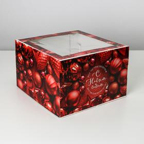 Коробка для торта «Елочные игрушки», 30 х 30 х 19 см